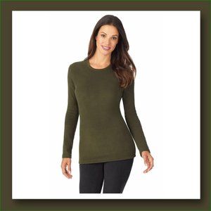 Cuddl Duds Green Fleecewear Long Sleeve Crew Top